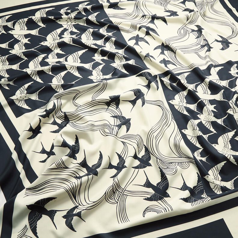 Panel satynowy w jaskółki | Katia Fabrics – antracyt/krem, image number 2
