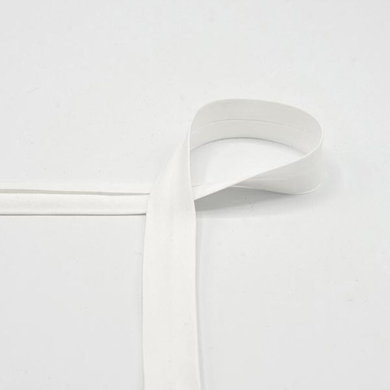 Taśma skośna bawełniana Popelina [20 mm] – biel,  image number 1
