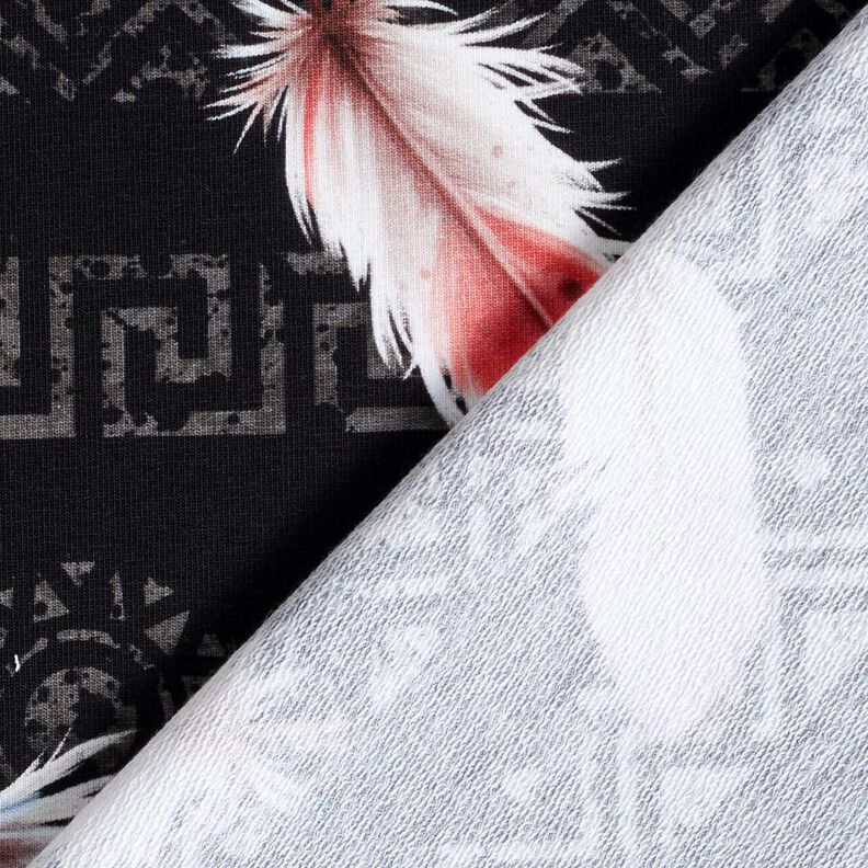 French Terry pióra w stylu boho | Glitzerpüppi  – czerń/homar,  image number 4