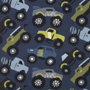 Popelina bawełniana monster trucki | Poppy Fabrics – granat, 