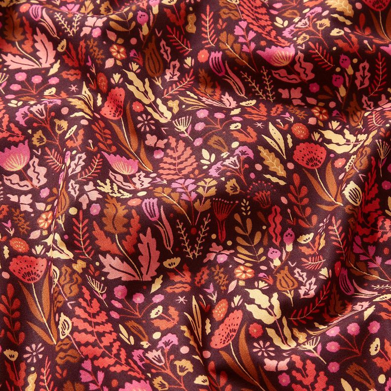 Tkanina bawełniana Kreton polne kwiaty – merlot/purpura, image number 2