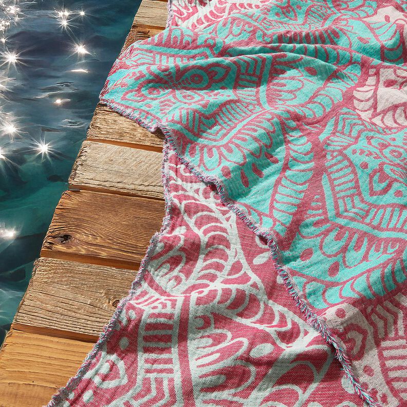 Ręcznik plażowy hammam w żakardowe ozdoby – mięta pieprzowa/purpura, image number 5