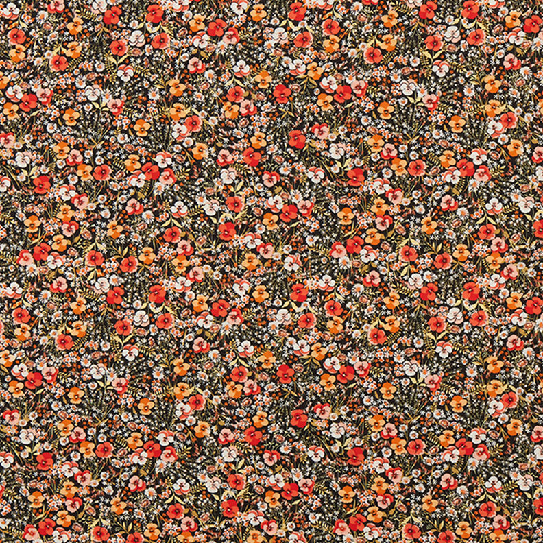Krepa szyfonowa w morze kwiatów – czerń,  image number 1