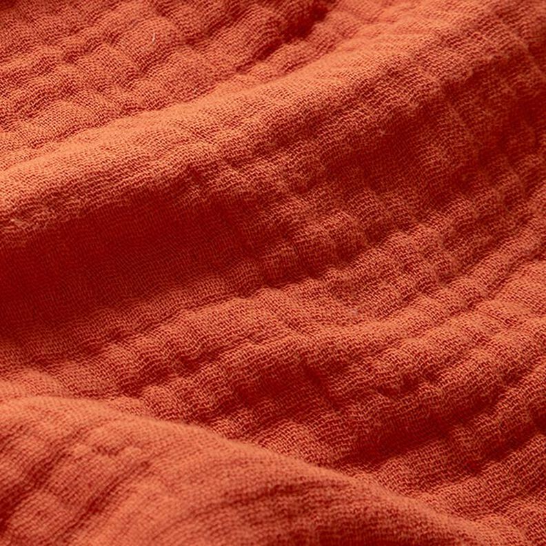 GOTS Trójwarstwowy muślin bawełniany – terakota,  image number 3