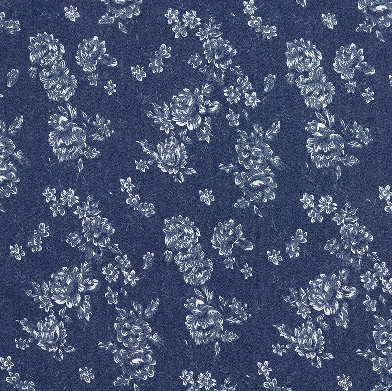 Chambray małe róże – granat/mleczna biel,  image number 1