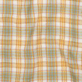 Muślin / Tkanina double crinkle Kratka | Poppy Fabrics – żółty curry/szałwia, 