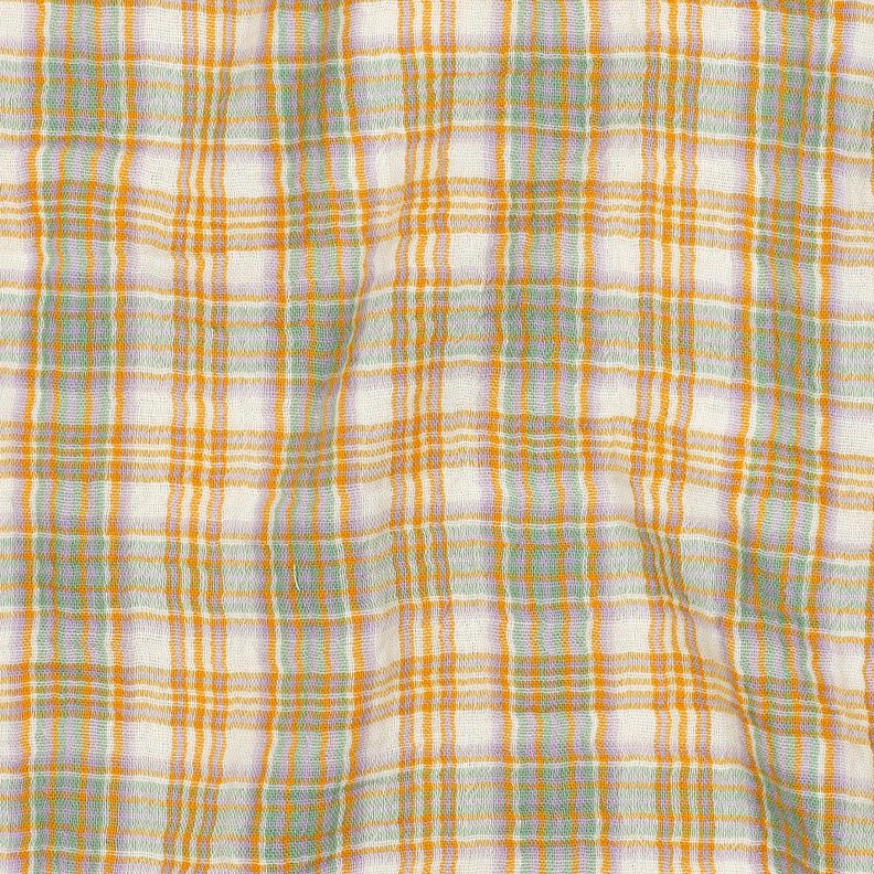 Muślin / Tkanina double crinkle Kratka | Poppy Fabrics – żółty curry/szałwia,  image number 2