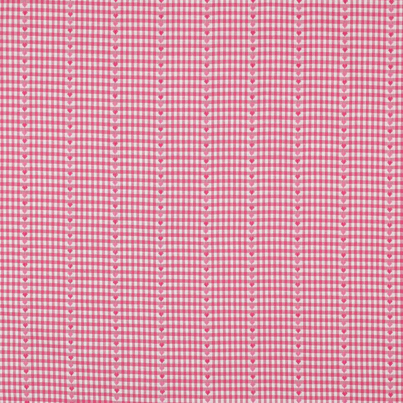 Tkanina bawełniana Żakard karo i serca – pink/biel, image number 1