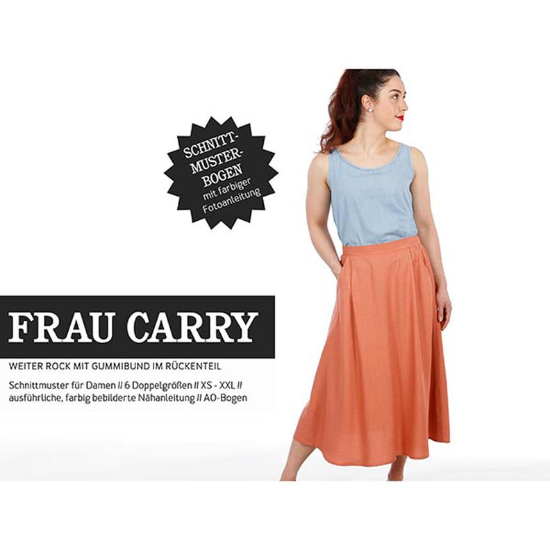 FRAU CARRY – szeroka spódnica z gumką z tyłu, Studio Schnittreif  | XS -  XXL,  image number 1