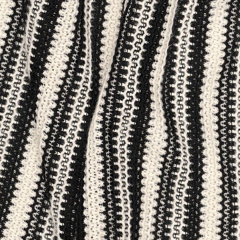 Dzianina swetrowa paski | Poppy Fabrics – czerń/mleczna biel,  image number 2