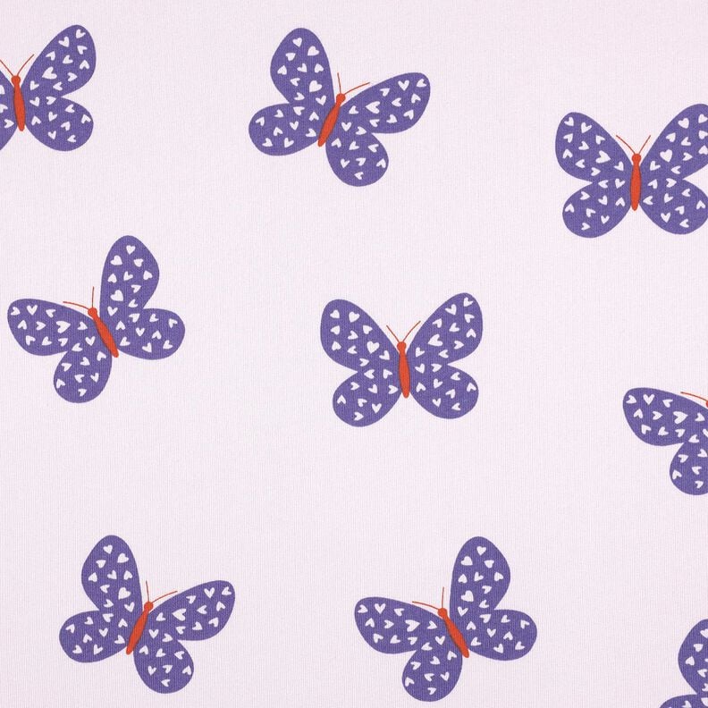 Dzianina dresowa drapana duże motyle | Poppy Fabrics – pastelowy beż/niebieska lilia,  image number 1