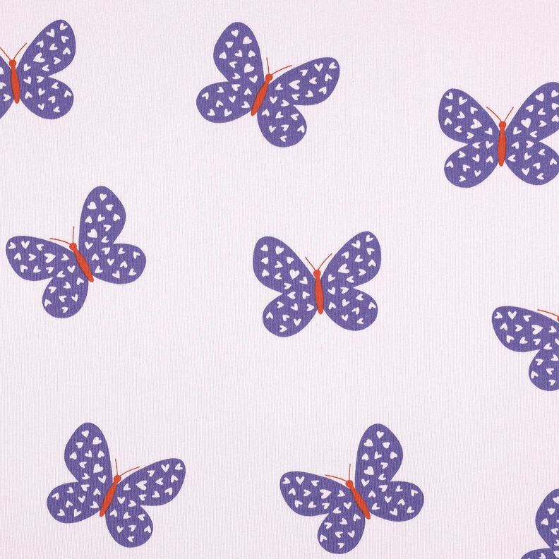 Dzianina dresowa drapana duże motyle | Poppy Fabrics – pastelowy beż/niebieska lilia, image number 1