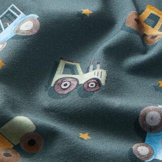 Dżersej z bawełny organicznej ciągniki i ciężarówki nadruk cyfrowy – szary błękit, 