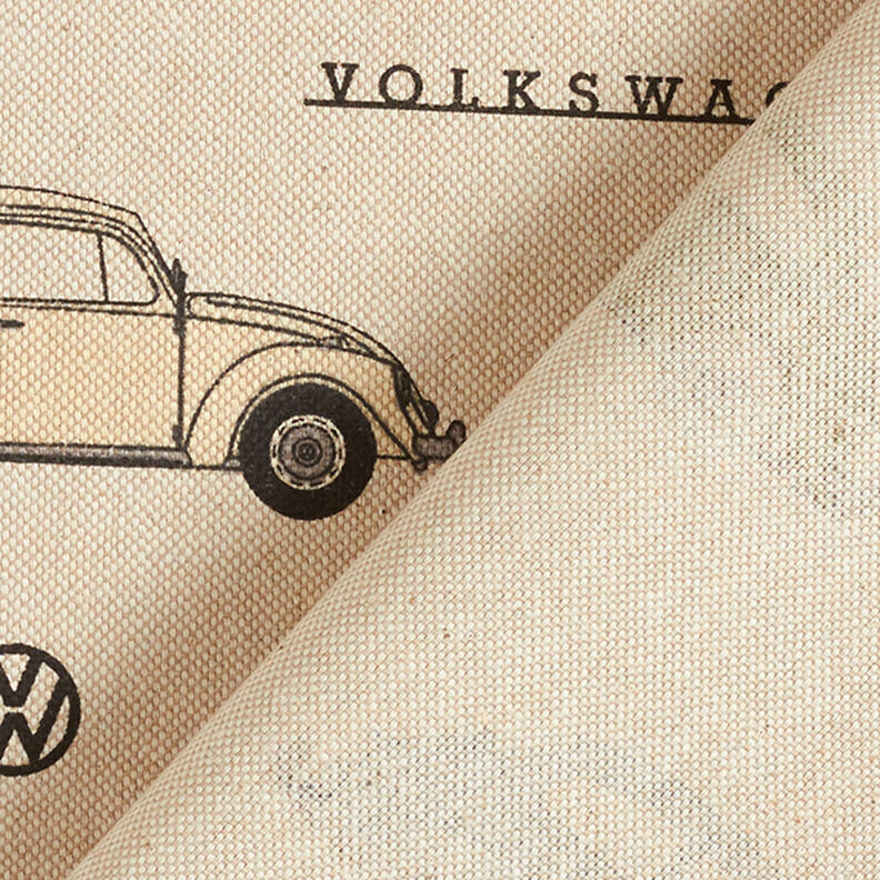 Tkanina dekoracyjna half panama, Volkswagen Garbus – czerń/naturalny,  image number 4