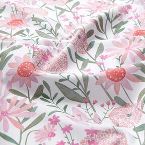 Popelina bawełniana duże kwiaty łąkowe nadruk cyfrowy | Poppy Fabrics – biel, 