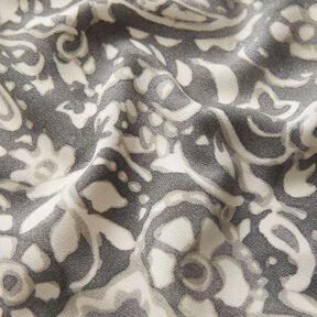 Krepa ze wzorem paisley i w kwiaty – szary/biel, 