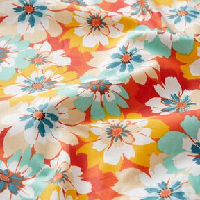 Bawełna powlekana wiosenne kwiaty – miętowy/terakota, 