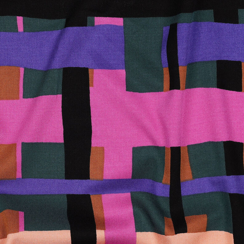 Tkanina wiskozowa stretch Line Layers | Nerida Hansen – ciemna zieleń/lilia, image number 2