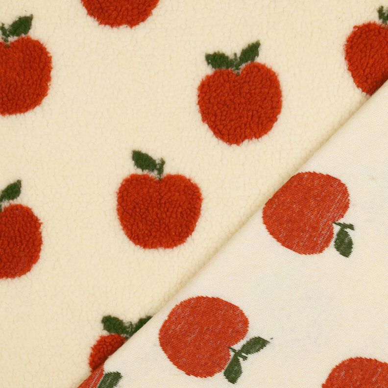 Puszysty plusz jabłka | Poppy Fabrics – mleczna biel/terakota, image number 4