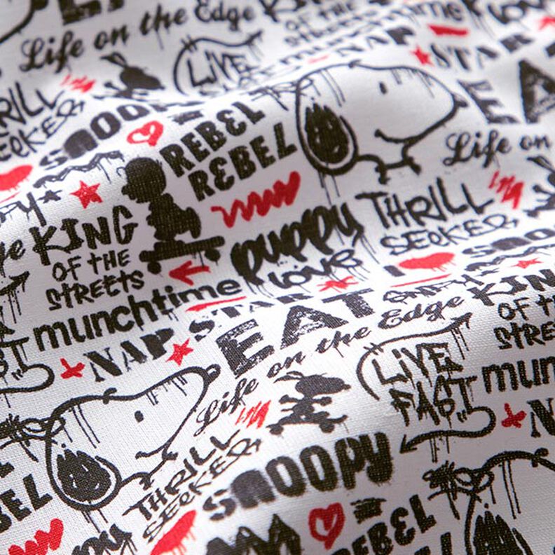 Popelina bawełniana tkanina na licencji Snoopy graffiti | Peanuts ™ – biel,  image number 2