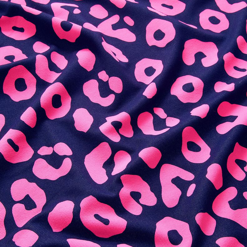 Dzianina dresowa pętelkowa French Terry o wyglądzie dżinsu z neonowym wzorem w panterkę –,  image number 2