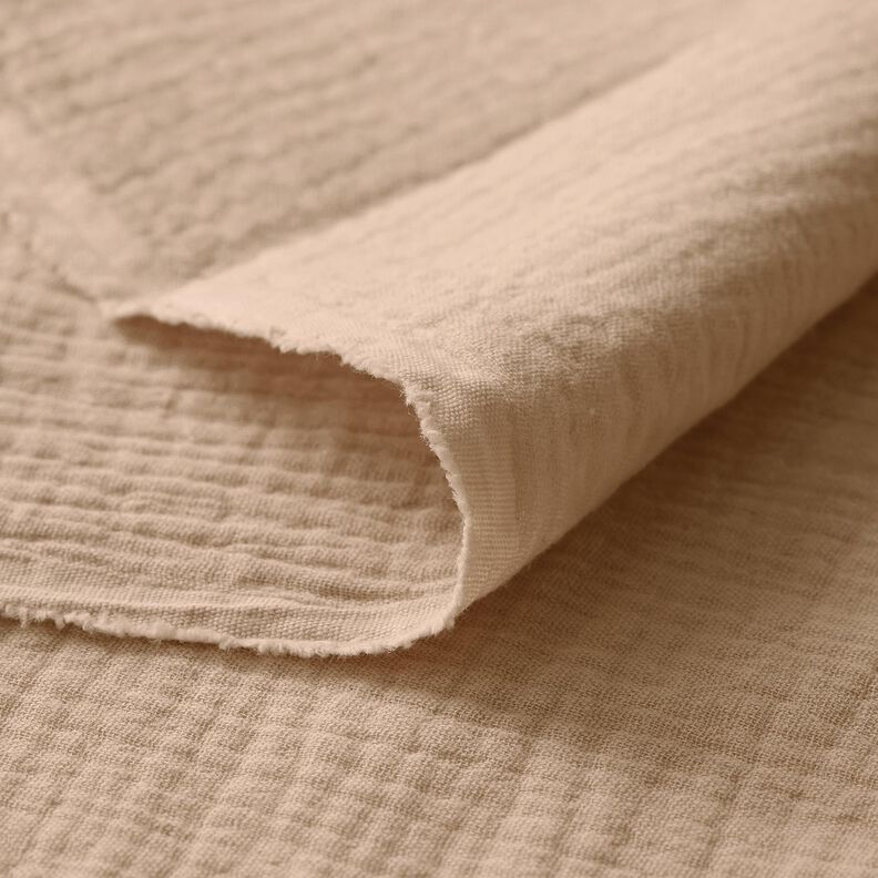 Muślin / Tkanina double crinkle – ciemny beż,  image number 5