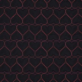 Tkanina pikowana neonowe serca | Poppy Fabrics – czerń/neonowy pink, 