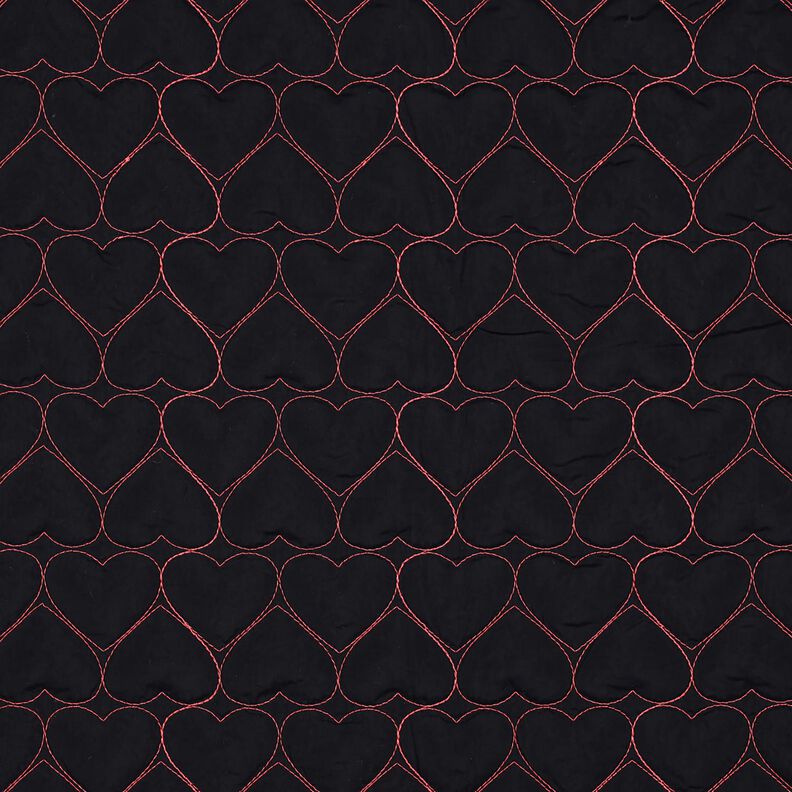 Tkanina pikowana neonowe serca | Poppy Fabrics – czerń/neonowy pink,  image number 1