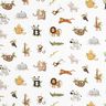 GOTS Dżersej bawełniany urocze zwierzęta stepowe nadruk cyfrowy | Poppy Fabrics – biel/jasna oliwka,  thumbnail number 1