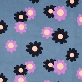 Sztruks cienki kwiaty | Poppy Fabrics – dżins/lawendowy, 