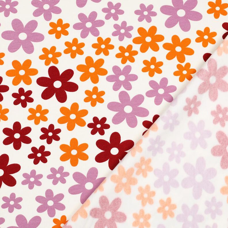 Miękka dzianina dresowa kolorowe kwiaty | Poppy Fabrics – mleczna biel, image number 4