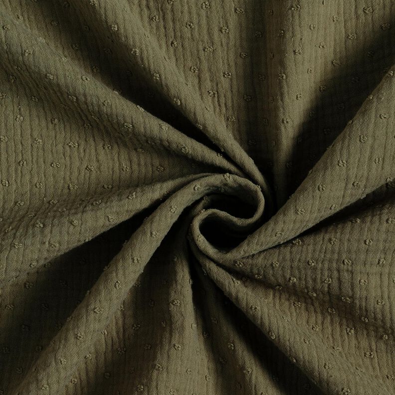 Muślin / Tkanina double crinkle dobby – khaki,  image number 3