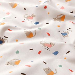 Popelina bawełniana kocie konfetti – kość słoniowa/jasny kreci, 