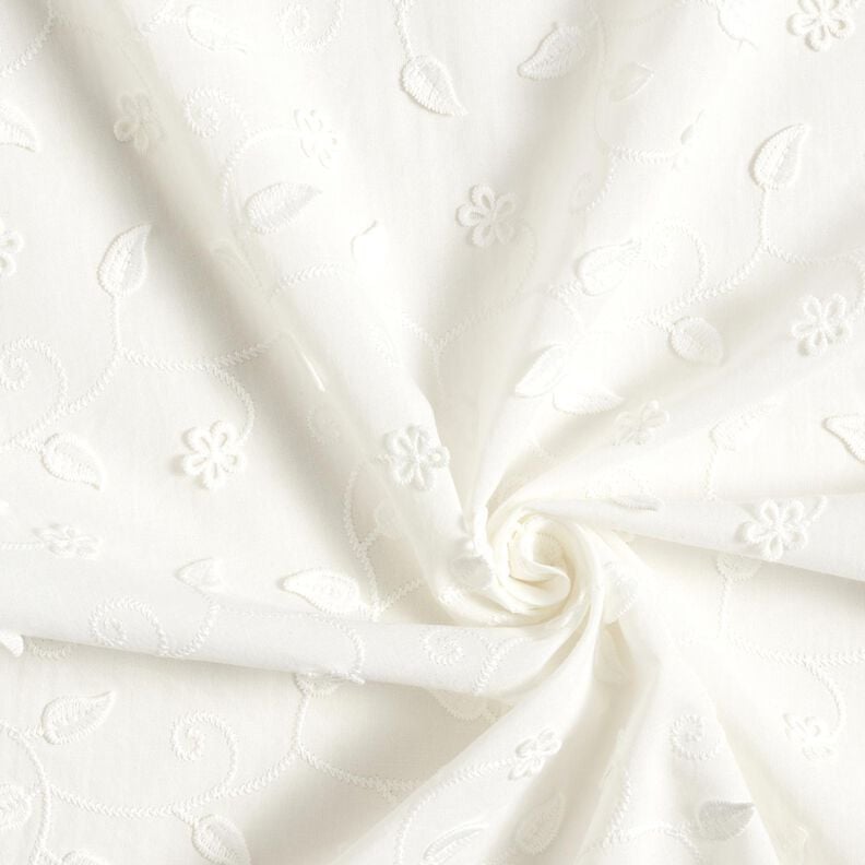 Tkanina bawełniana haft 3D kwiaty &ndash; biel,  image number 3