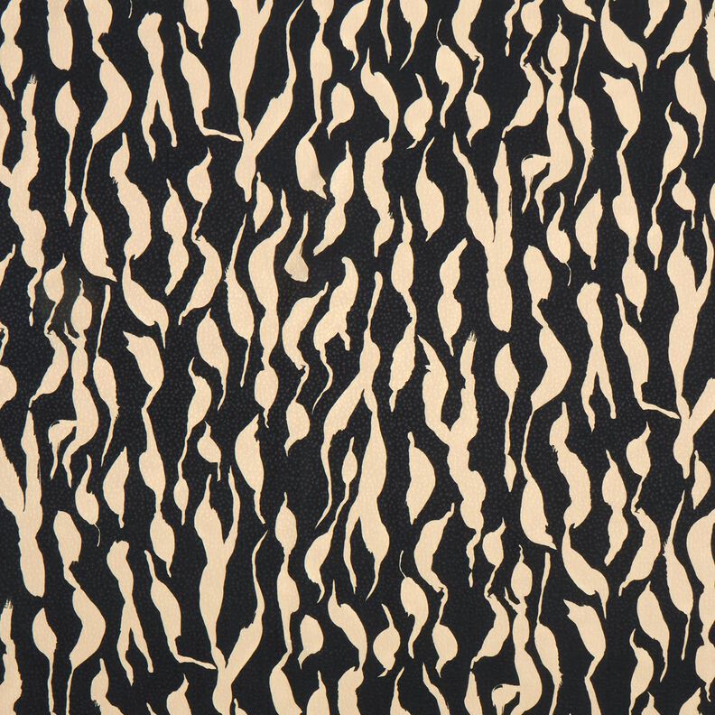 Tkanina wiskozowa abstrakcyjna zebra – czerń/jasnobeżowy,  image number 1