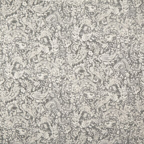 Krepa ze wzorem paisley i w kwiaty – szary/biel, 