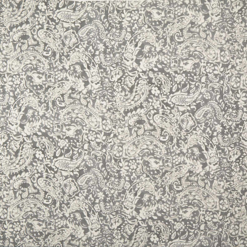 Krepa ze wzorem paisley i w kwiaty – szary/biel,  image number 1