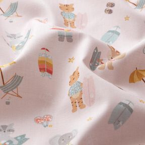 Popelina z bawełny organicznej zwierzęta surferzy – różowy, 