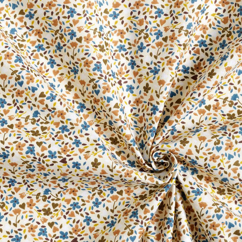 Tkanina bawełniana Kreton rozrzucone kwiaty – jasnobeżowy/jasny brąz,  image number 3