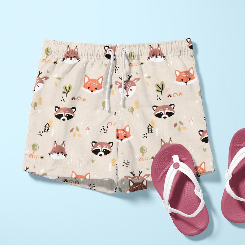 Popelina bawełniana gGłowy zwierząt leśnych &ndash; naturalny/miedź,  image number 6