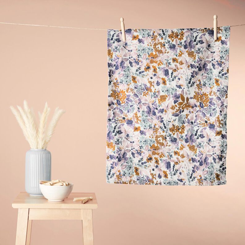 Pika waflowa Akwarelowe kwiaty | Poppy Fabrics – biel/lawendowy, image number 8