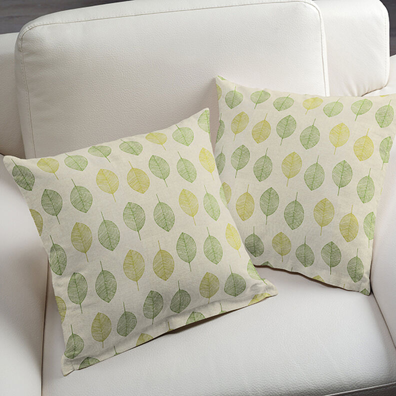 Tkanina dekoracyjna half panama Liście – naturalny,  image number 6