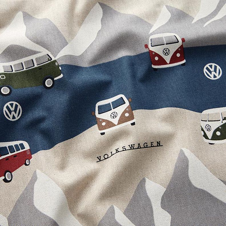 Tkanin dekoracyjna Half panama Przygoda w VW – dżins/naturalny,  image number 2