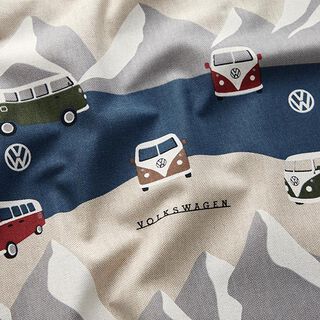Tkanin dekoracyjna Half panama Przygoda w VW – dżins/naturalny, 