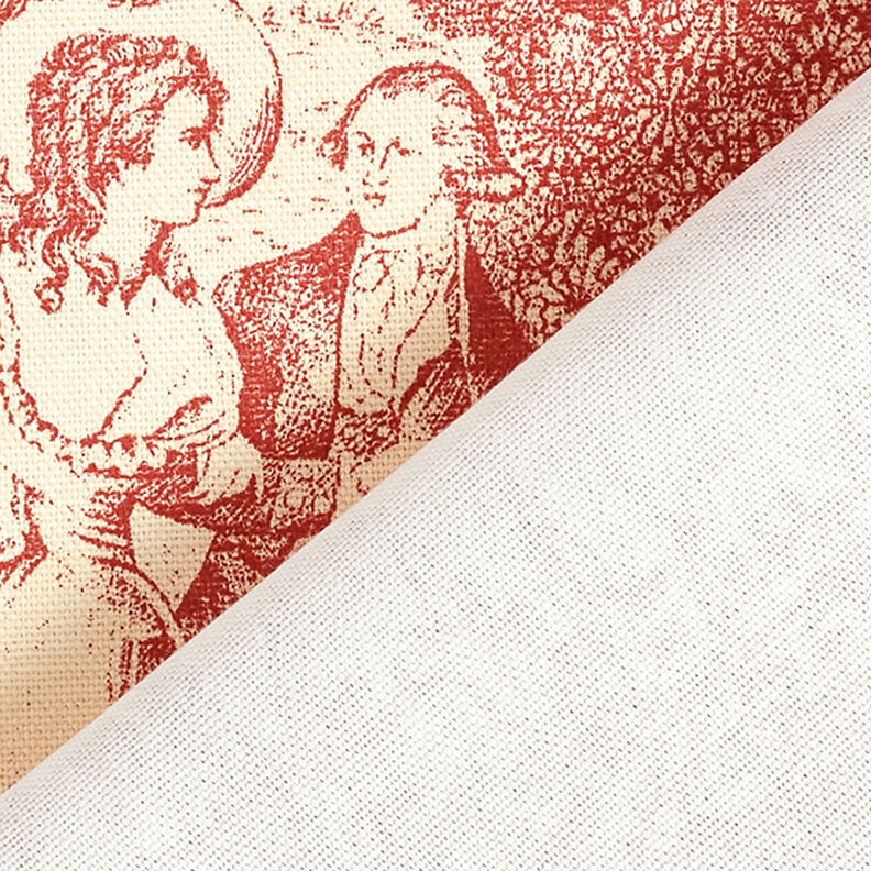 Tkanina dekoracyjna half panama Toile de Jour – czerwień karminowa/krem,  image number 4