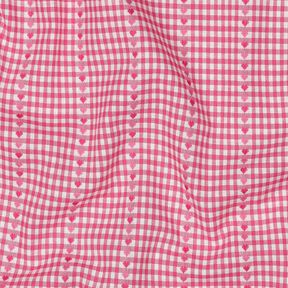 Tkanina bawełniana Żakard karo i serca – pink/biel, 