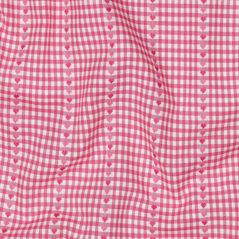 Tkanina bawełniana Żakard karo i serca – pink/biel, image number 2