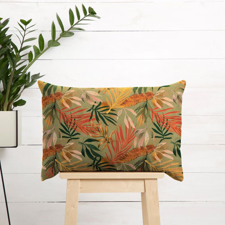 Tkanin dekoracyjna Half panama cyfrowe liście palmowe – jasny khaki,  image number 6