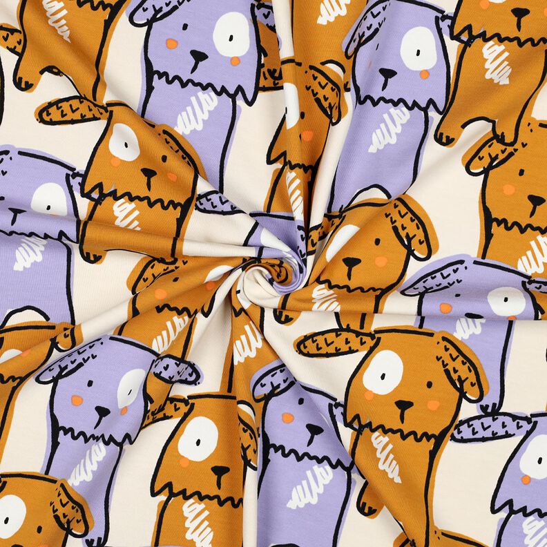 Dżersej bawełniany psy z klapniętymi uszami | Poppy Fabrics – mleczna biel, image number 3