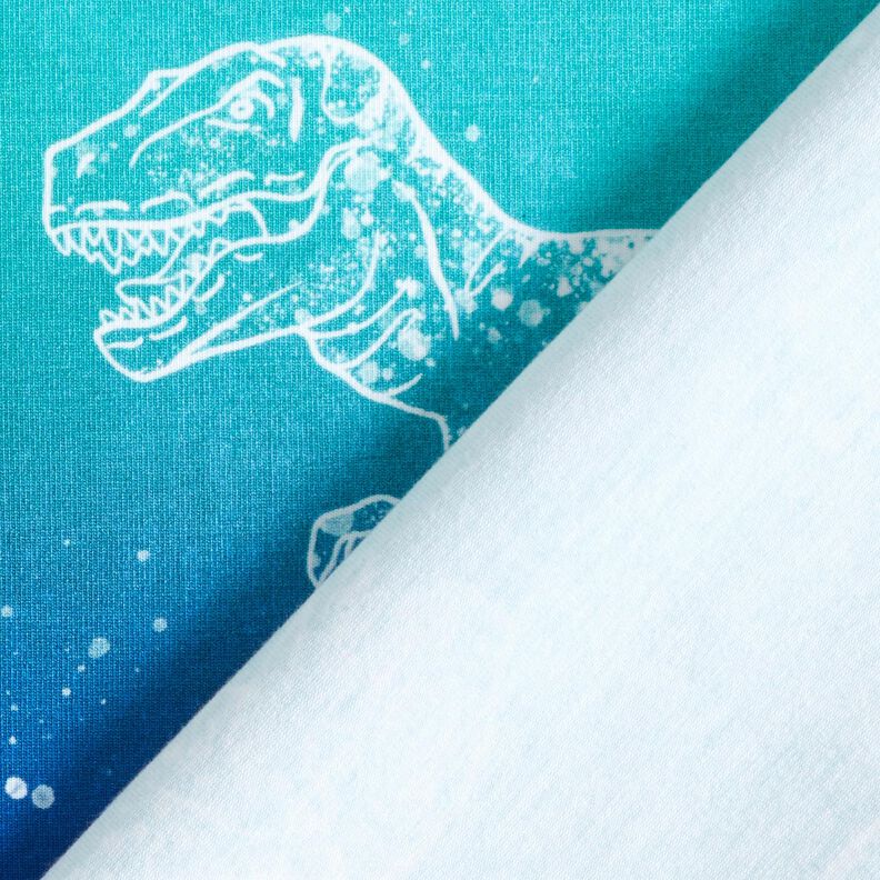 Dżersej bawełniany kontury dinozaurów | Glitzerpüppi – niebieska lilia/mięta pieprzowa,  image number 4